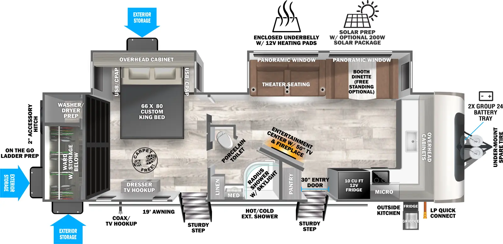 Heritage Glen Travel Trailers 270FKS Floorplan